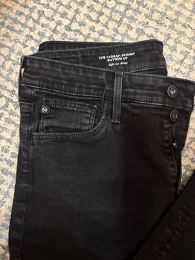 AG Adriano Goldschmied Women's Black - The Farrah Button Up Hi Rise Skinny